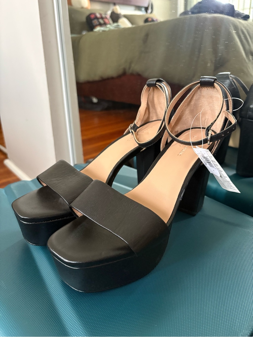 Banana Republic Black Platform Ankle-Strap Heels